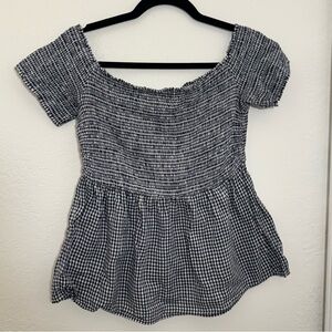 Gingham Smocked Top